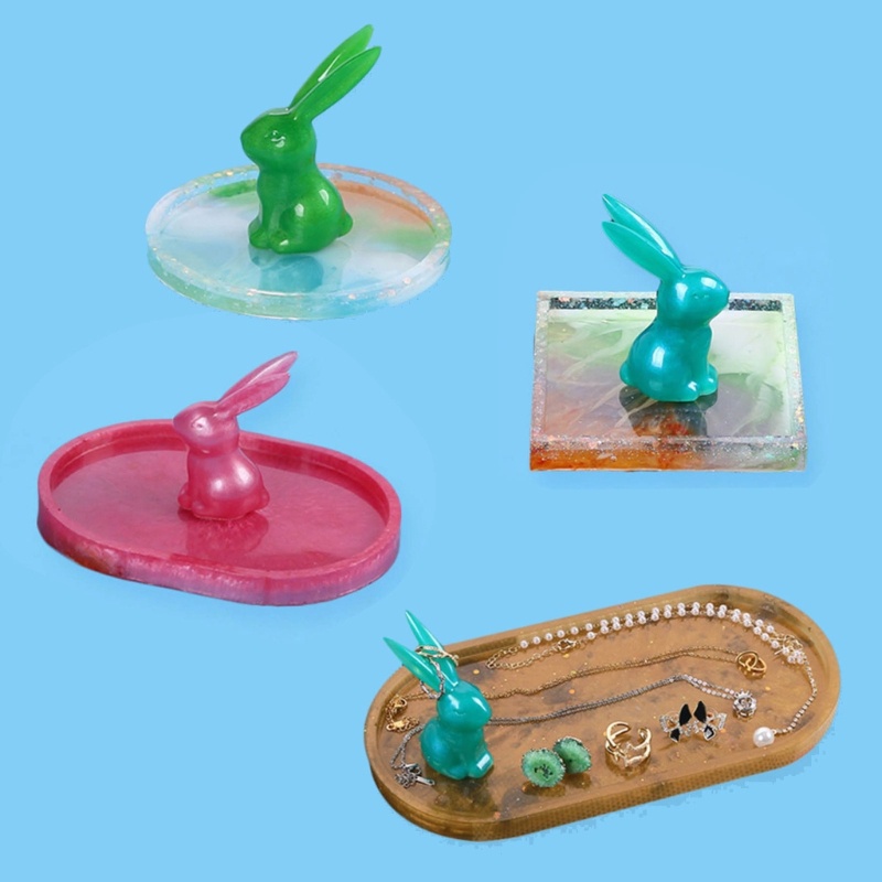 Siy Kelinci Ornamen Cetakan Perhiasan Penyimpanan Tray Mold DIY Piring Kecil Resin Art Tool