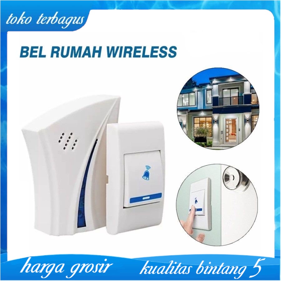 Bel Rumah Wireless Tanpa Kabel Door Bell Waterproof Bel Pintu Pagar Rumah