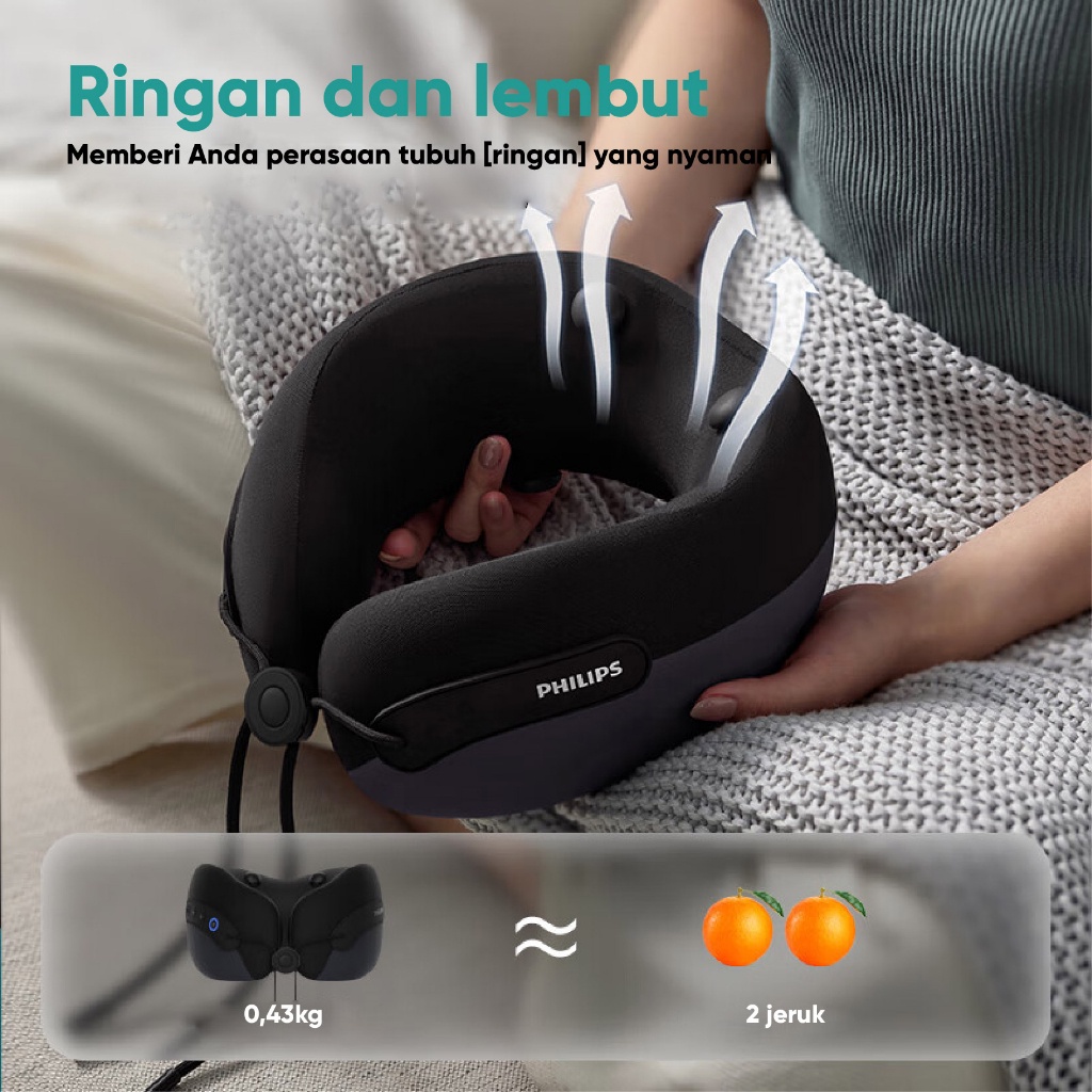 Philips massage Pijat Leher Punggung 360 ° Ring neck support/430g easy to carry PPM3306