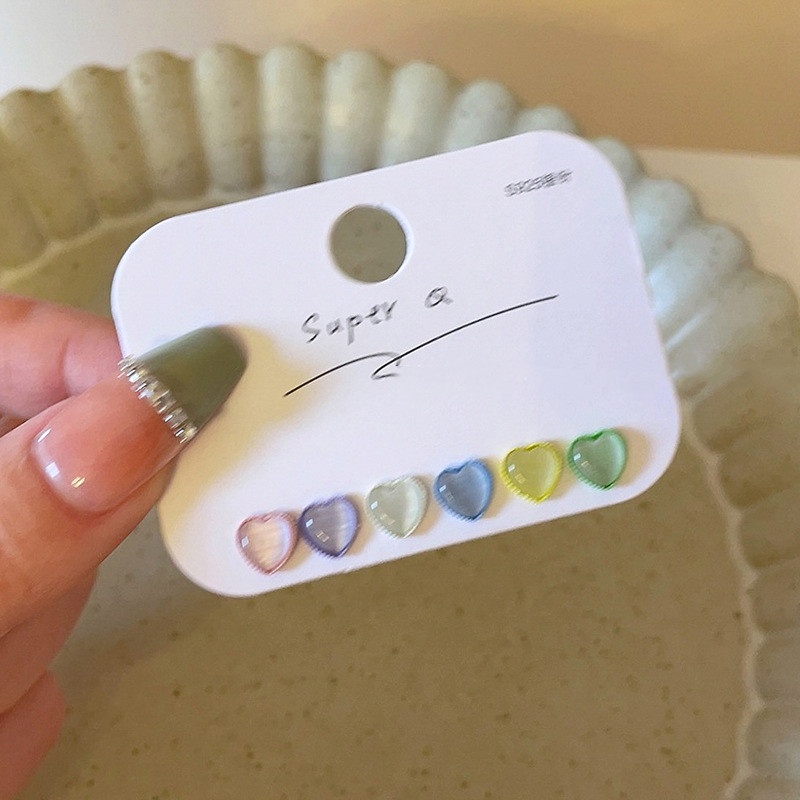 Ahellogirl Warna Cinta Opal Anting Set Wanita Musim Panas Cahaya Mewah Niche Desain High-end Anting-Anting Temperamen Anting Serbaguna