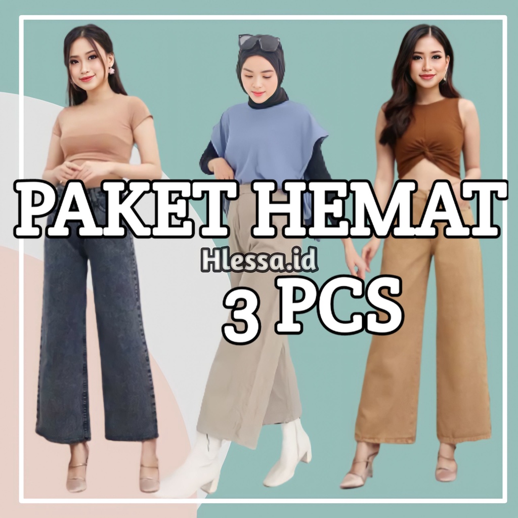 3 PCS PAKET HEMAT KULOT JEANS