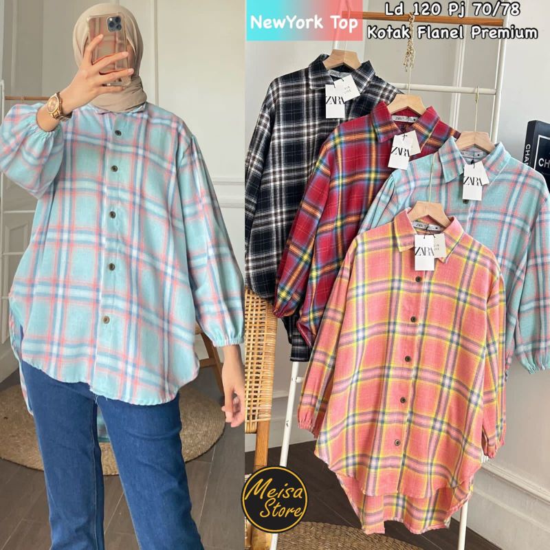 NEW YORK TOP BLOUSE ORI MEISA | Ld120 Flanel Premium