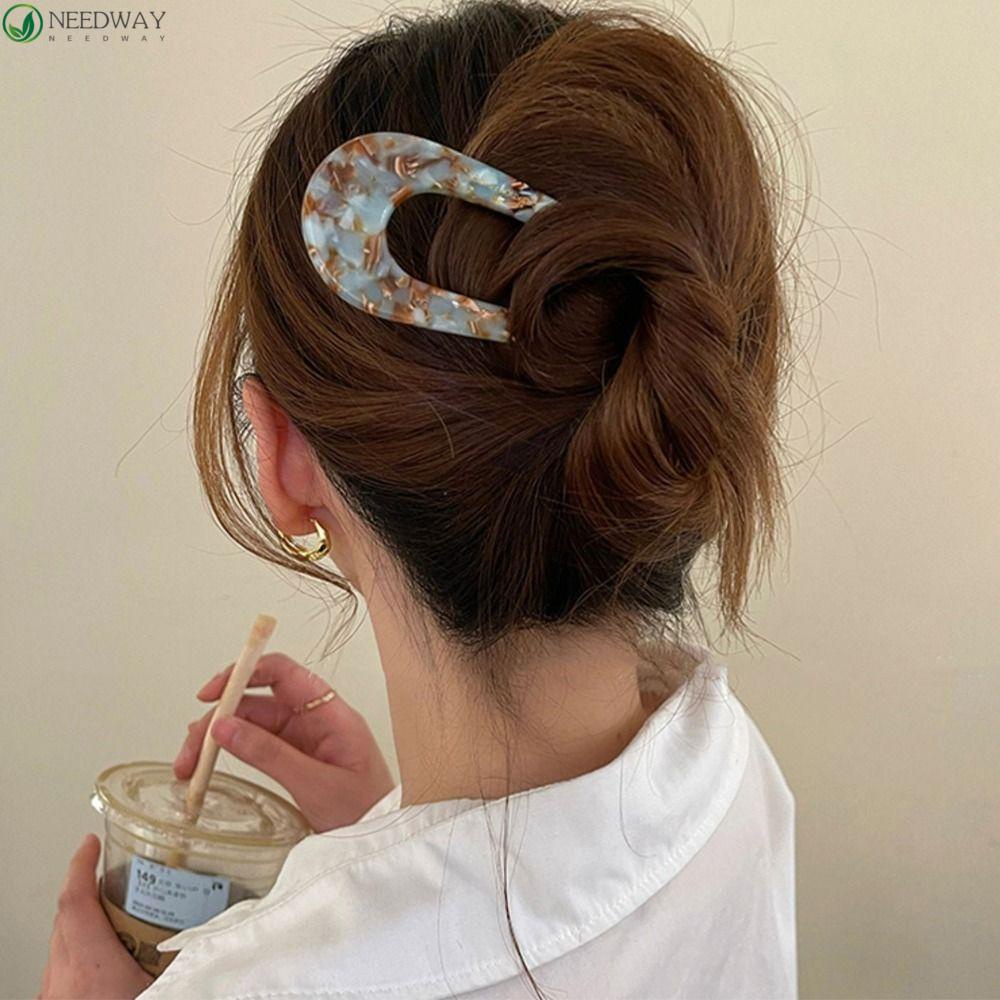 Needway Asetat Rambut Stik Manis Sederhana Dikepang Jepit Rambut Baru Bulang Temperamen Jepit Rambut Korea Klip Rambut Cina Garpu