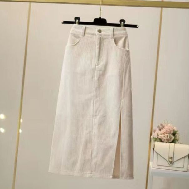 ROK SLIT CORDUROY MIDI SKIRT IMPORT BAWAHAN WANITA