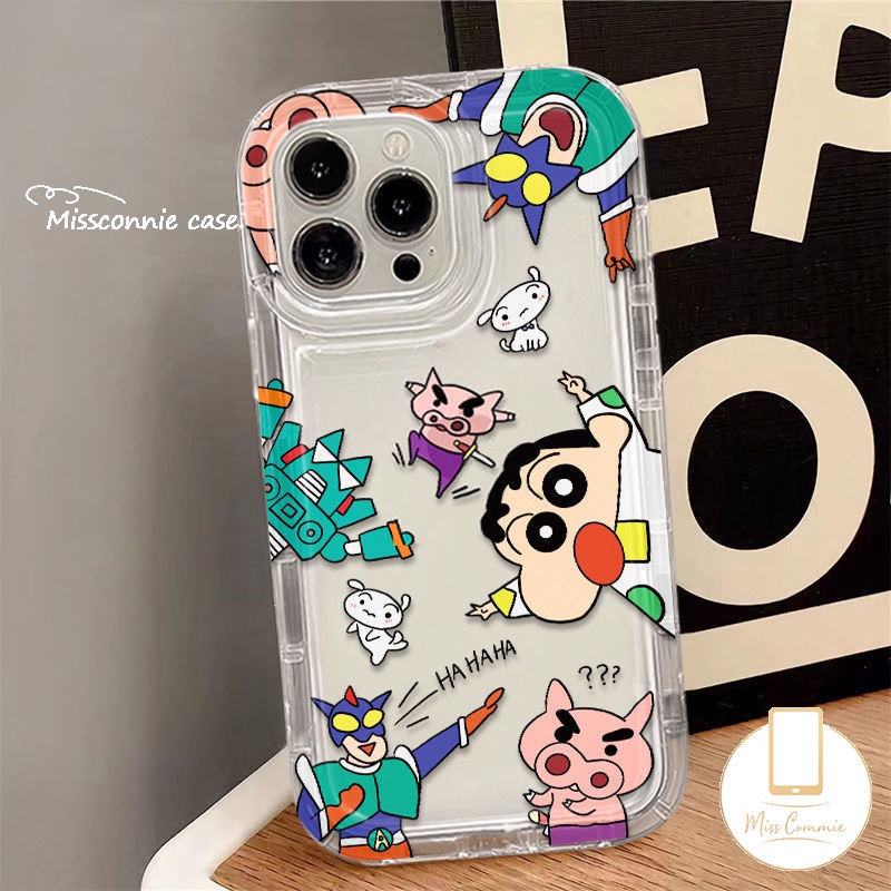 Untuk Realme C55 C53 C35 C15 C25 C20 9i 6i 5i 5s 5 7i C25s C12 C21Y C33 C1 C25Y C30 C30S C17 C3 C2 C1 Ins Korea Graffiti Kartun Pasangan Lucu Cute Crayon Shin-chan Airbag Soft Cover