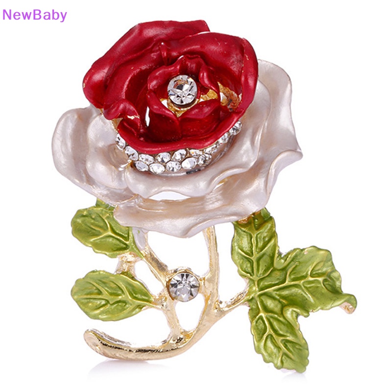 Newbaby Enamel Bunga Berlian Imitasi Kristal Bros Pin Pernikahan Pengantin Buket Pin Perhiasan ID