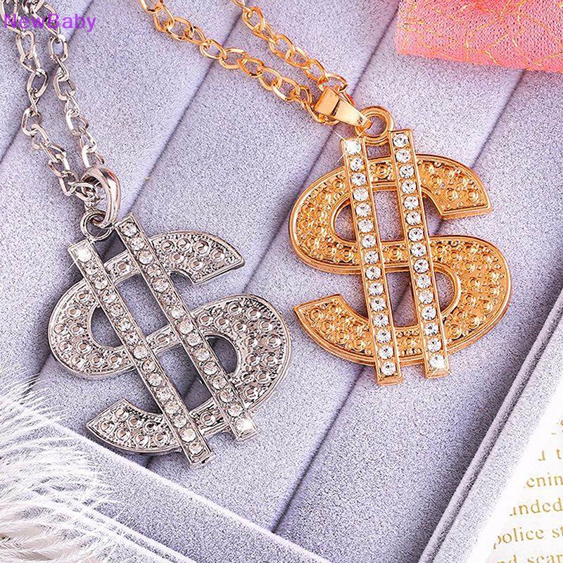 Newbaby Kalung Rantai Hip Hop Rap Penyanyi Uang Dolar Tanda Liontin Kalung Untuk Wanita ID