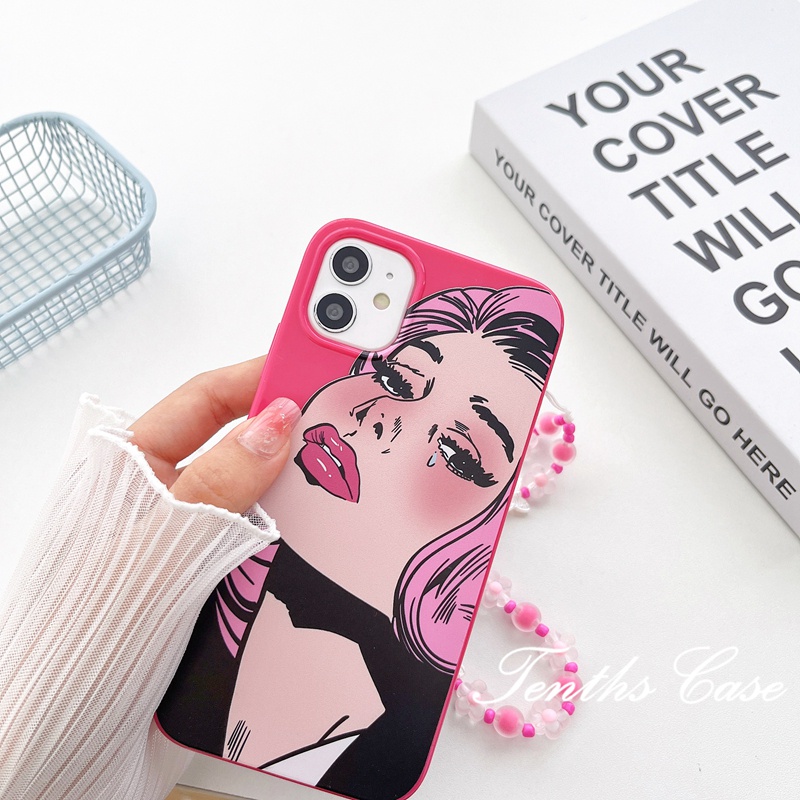 IPHONE Kompatibel Untuk Iphone14 13 12 11 Pro Max X XR Xs Max8 7 6 6s Plus Se2020Sarung Tahan Guncangan Gaya Manis Dan Keren Fashion Girl Pattern Phone Case Dengan Lanyard