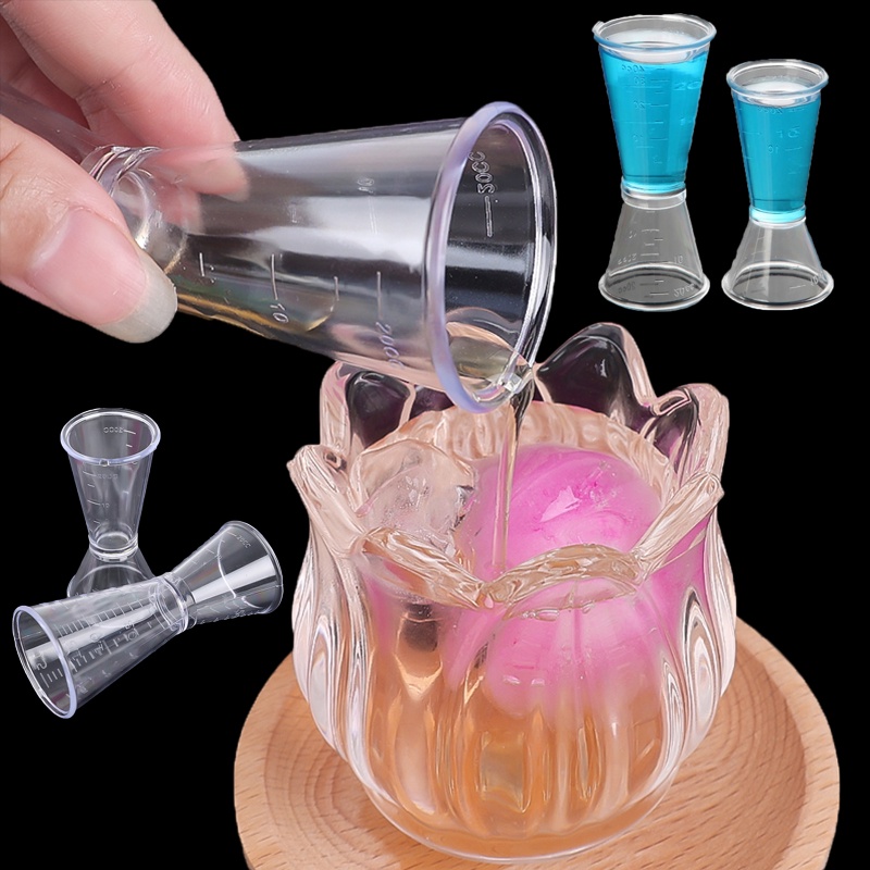 Gelas Takar Kopi Teh Susu Oz Double-headed Measuring Cup/Gelas Tes Kerucut Transparan Gradasi /10~40cc Gelas Ukur Segitiga Suhu Tinggi/Bar Metering Cocktails