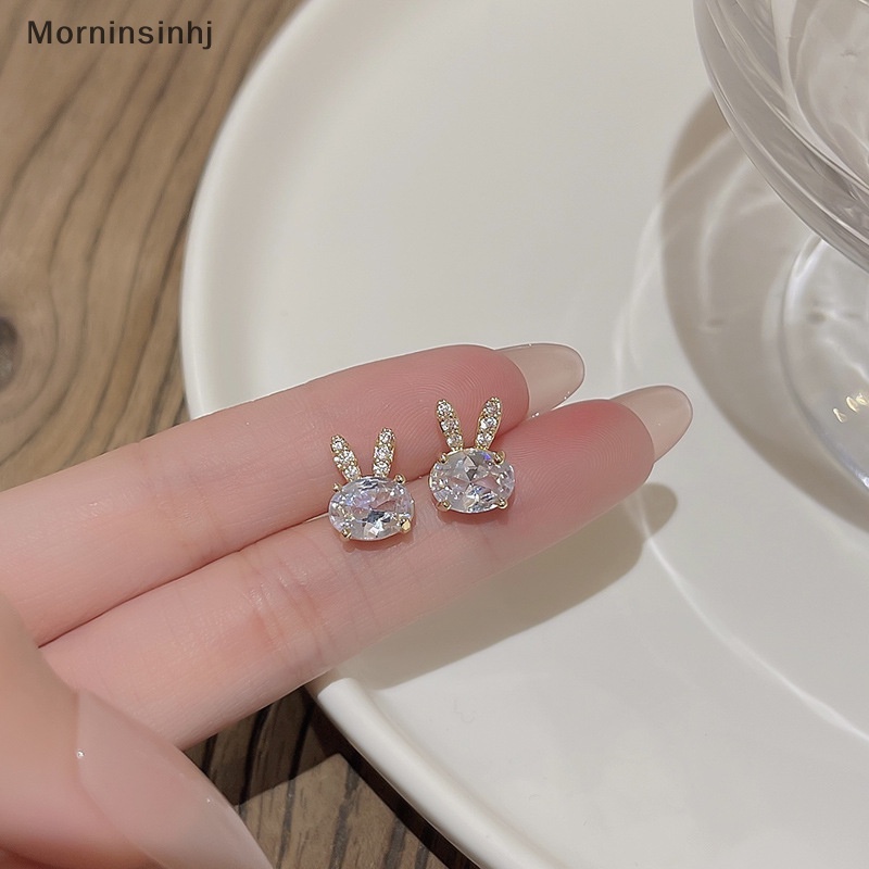 Mornin 1pasang Bunny Retro Kepribadian Temperamen Sederhana Anting Berlian Niche Kristal Zirkon Telinga Kelinci Stud Untuk Wanita Perhiasan Hadiah id