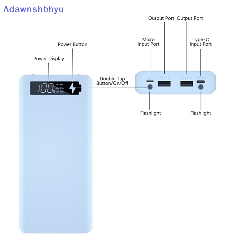 Adhyu QC/PD Quick Charge 8x18650 LCD Case Kotak Penyimpanan ID