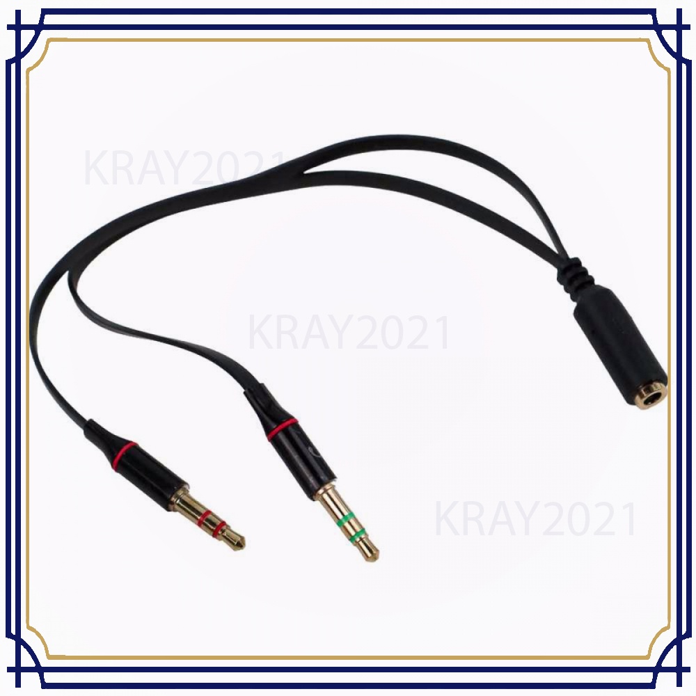 Splitter Audio Jack Female ke Dual 3.5mm Male (Mic+Hear) -CB768