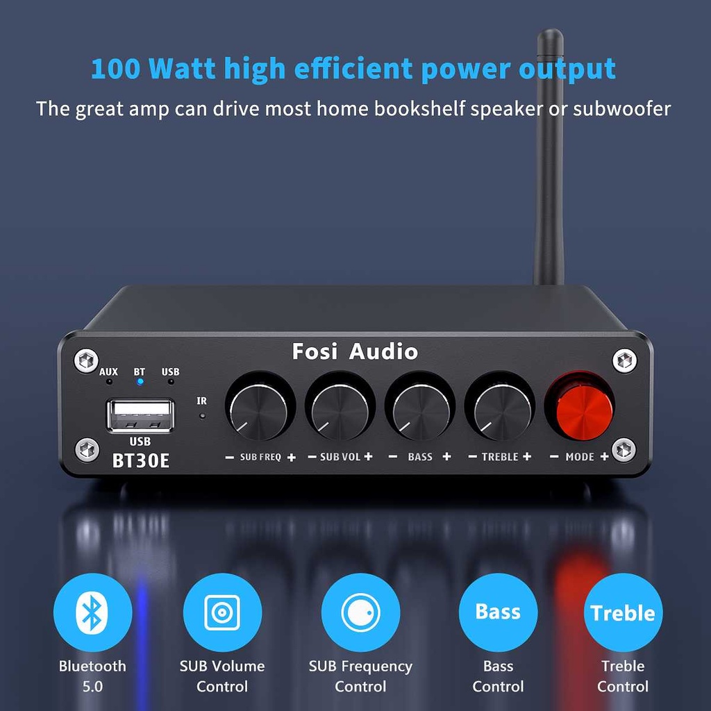 Audio Amplifier Bluetooth 5.0 USB RCA HiFi Subwoofer 2.1 Channel Remot Kontrol