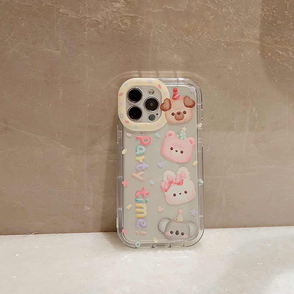 IPHONE Ins Lucu Kelinci Anjing Pesta Kartun Silikon Case Untuk Iphone14 11 12 13 PRO MAX Casing Cover Pelindung AT0353