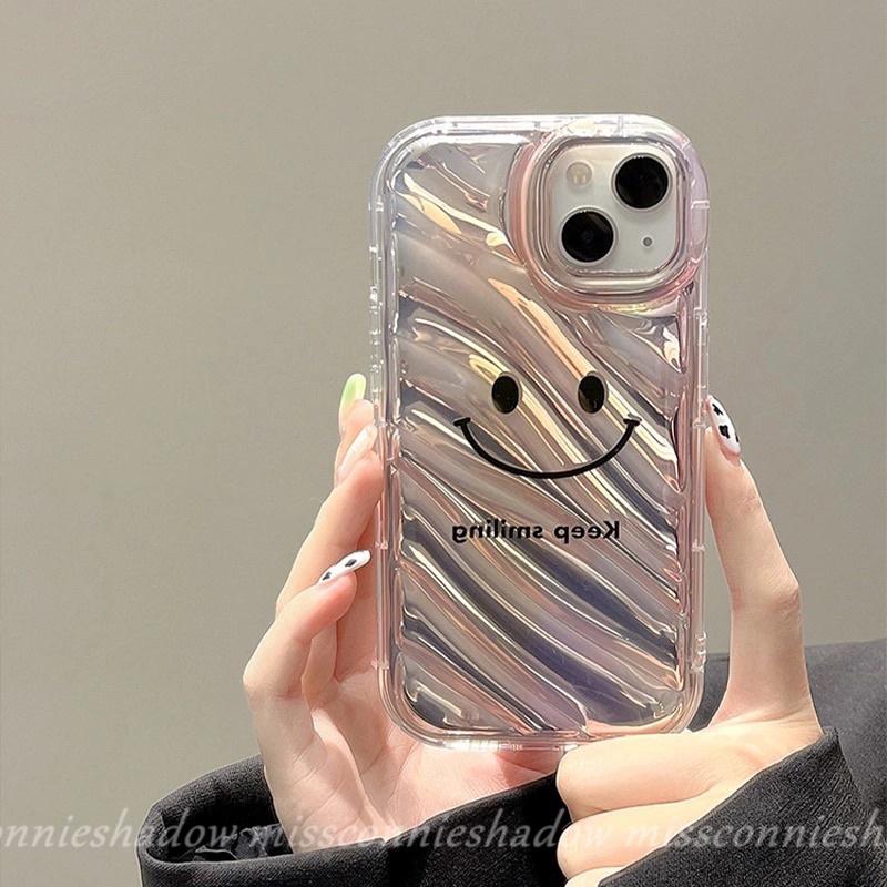 Casing Berlian Whelk Pantai Kreatif Kompatibel Untuk IPhone 7Plus Xr14 13 11 12 Pro MAX X8 7 6 6S Plus XS MAX SE 2020mewah Smile Dazzle Kartu Warna 3D Stereo Corrugation Star Case