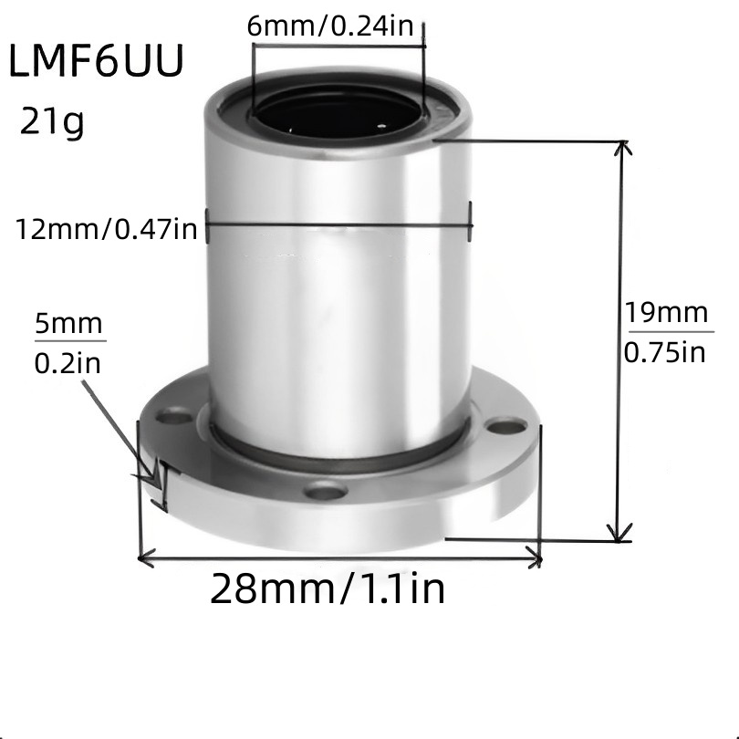 Lmf6 /8 /10 /12 /16UU Flange Bulat Linear Ball Bearing Baja Alloy