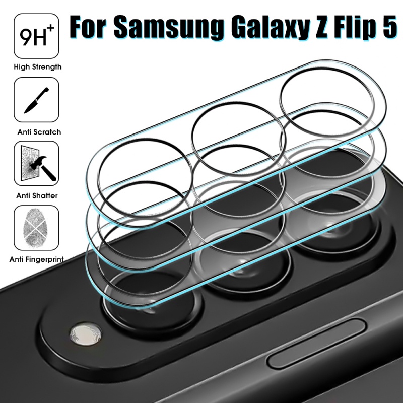 Film Lensa Kamera Tempered Glass Hydrophobic Oleophobik Tahan Lama Premium HD Bening Pelindung Lensa Handphone Untuk Samsung Galaxy Z Lipat5