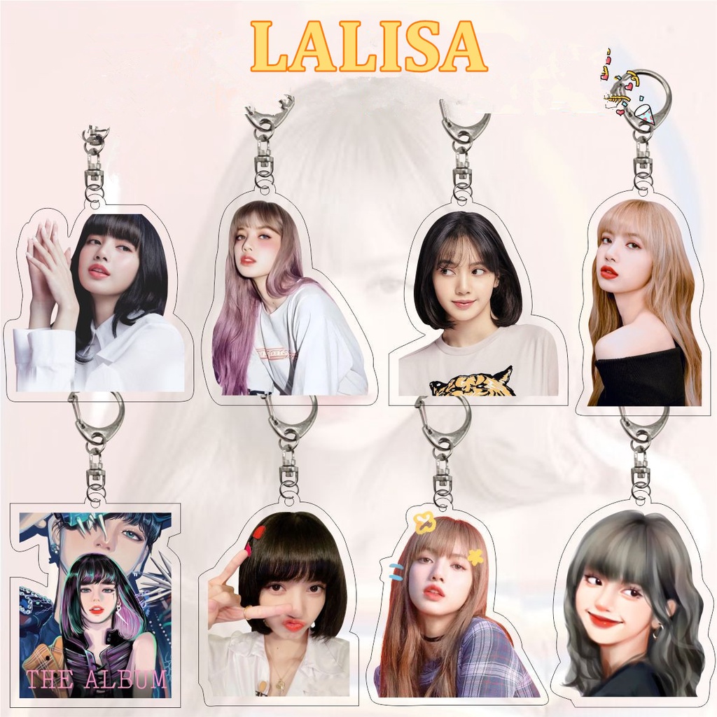 1pc Gantungan Kunci Akrilik LISA Black-Pink Hitam Pink Lalisa Manoban Key Ring Gantung