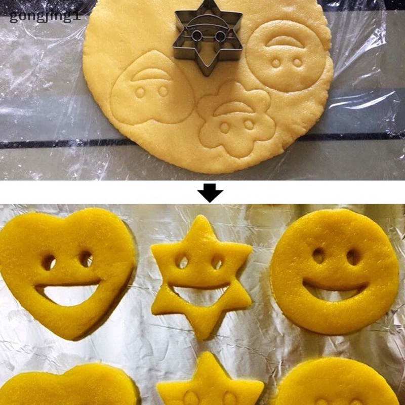 Ggg 4Pcs Cetakan Kue Kering Bentuk Anak-Anak Home Baking Smiley Shape Stainless Steel Mold ID