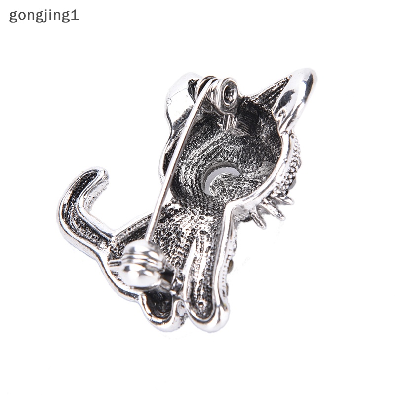Ggg Kucing Kecil Yang Lucu Bros Pin Antik Berlapis Perak Mantel Baju Klip Fashion ID