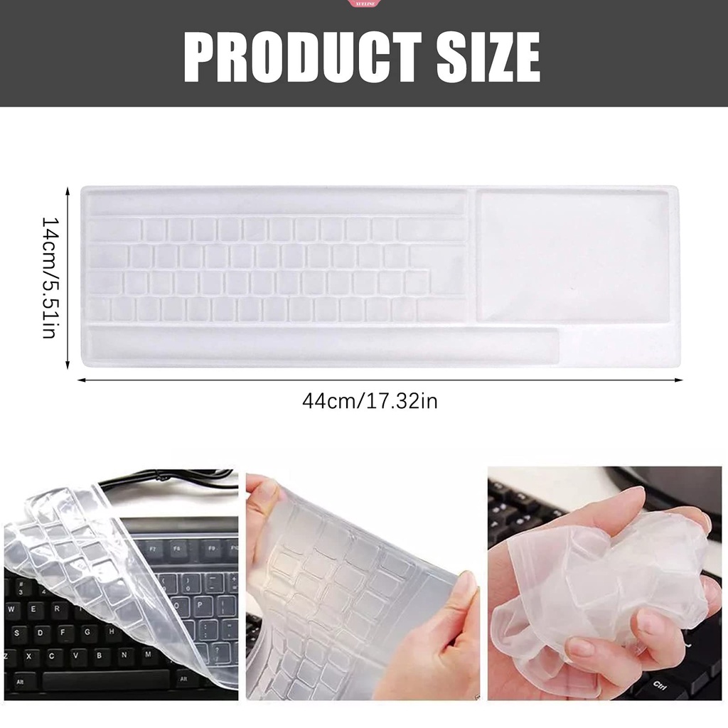 1pcs Universal Tahan Air Silikon Penutup Keyboard Komputer Desktop Bening Film Pelindung Kulit Shell Film Pelindung Debu 445X140mm [ZXL]