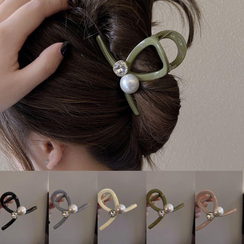 Klip Agustina Hair Grab, Diamond Cross Hair Claw, Klip Hiu Akrilik Simple Untuk Hadiah