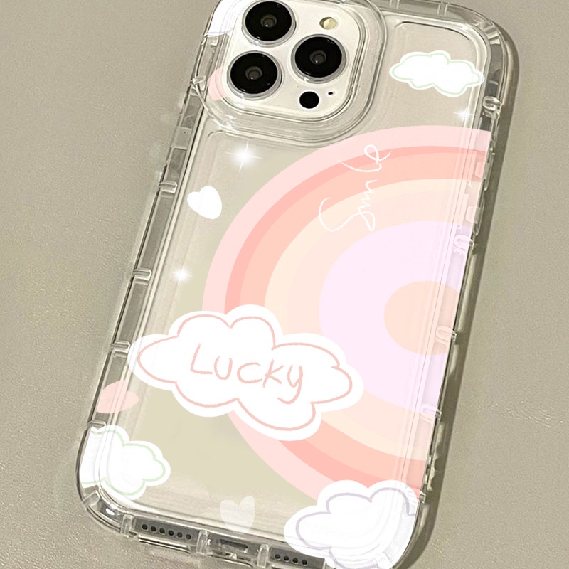 IPHONE Lucky Pink Cute Case Kompatibel Untuk Iphone7Plus8Plus6Plus11 14 13 12 Pro MAX XR X XS MAX SE Airbag Shockproof Cover