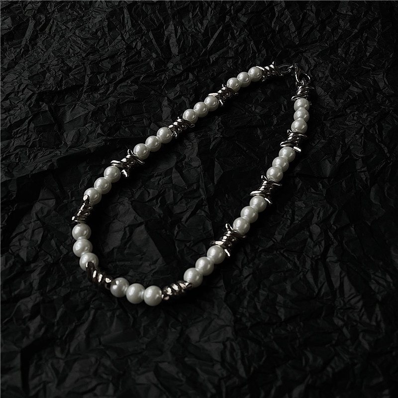 Duri Mutiara Patchwork Kalung Aksesoris Hip Hop Vintage Rantai Klavikula