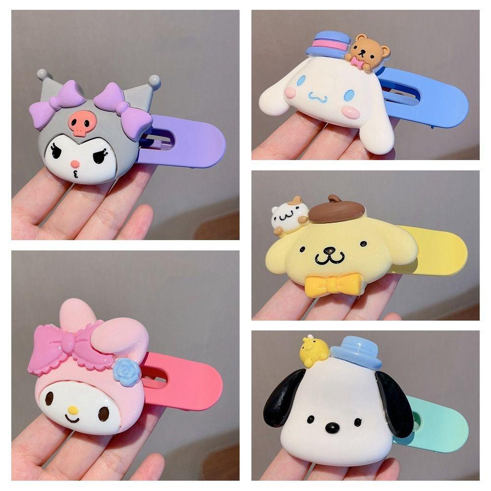 Needway Jepit Rambut Kreatif Retro Simple Kuromi Kartun Plastik Pochacco Purin Bentuk Geometri Duckbill Clip Untuk Wanita