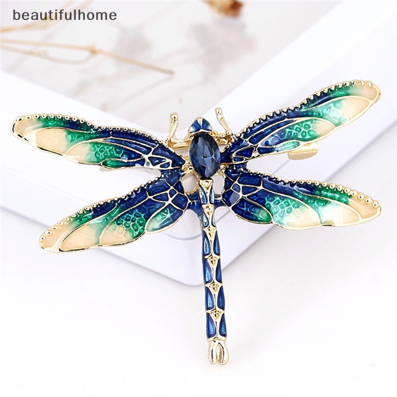 {beautifulhome} Charm Berlian Imitasi Enamel Capung Hewan Bros Pin Wanita Hadiah Perhiasan.