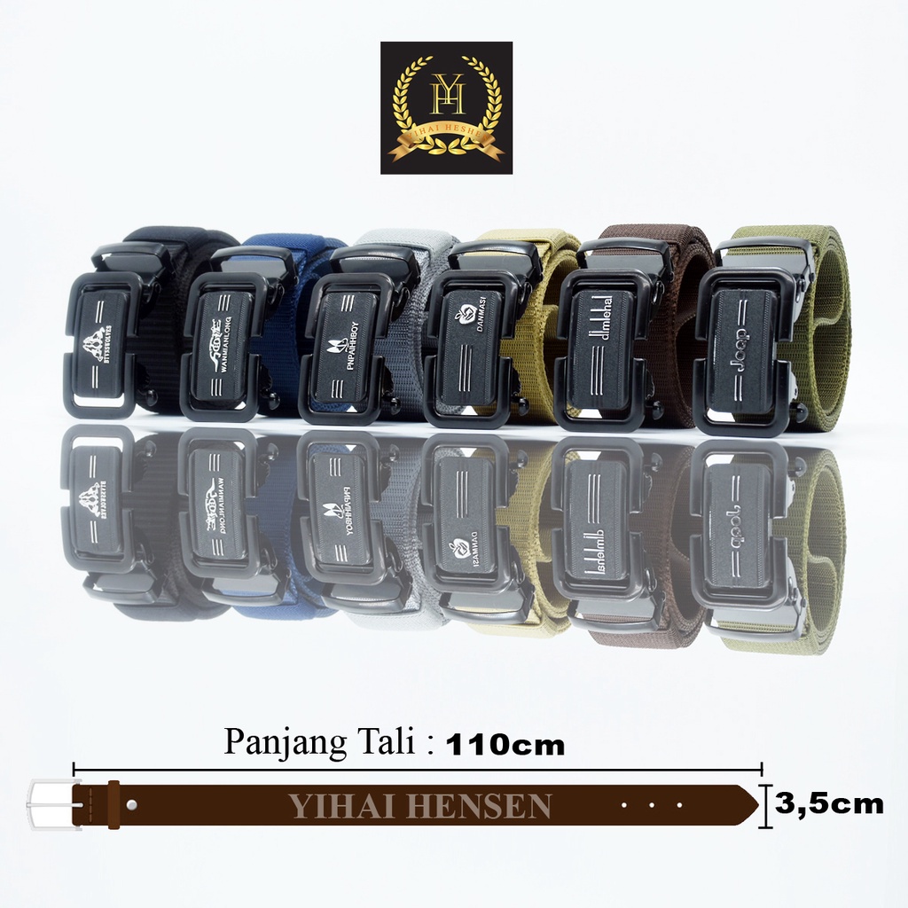 Ikat Pinggang Pria Canvas Nylon Belt Nylon Canvas Sabuk Pria Nylon Kepala Logam Besi -YH046