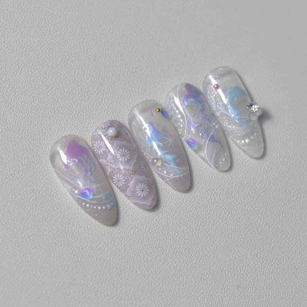 Mxbeauty Stiker Kuku Hewan Ubur-Ubur Laser Stiker Hiasan Kuku Untuk Wanita