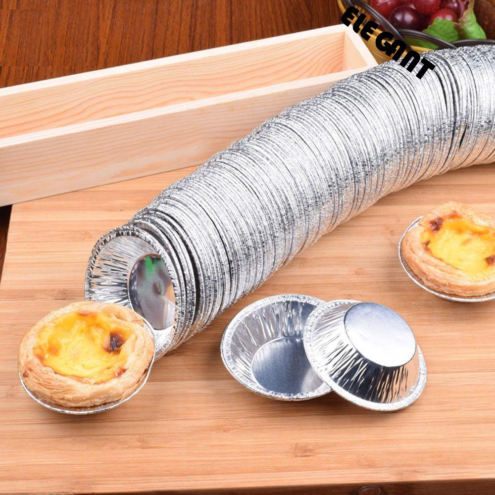 [Elegan] 250 Pcs Cetakan Egg Tarts DIY New Arrival Sekali Pakai Bakeware Silver Tone Puding Makers