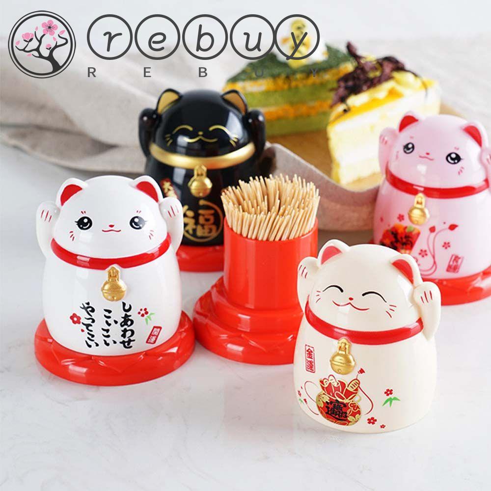 Rebuy Tempat Tusuk Gigi Kartun Jepang Organizer Dekorasi Meja Lucky Cat High Quality Dispenser