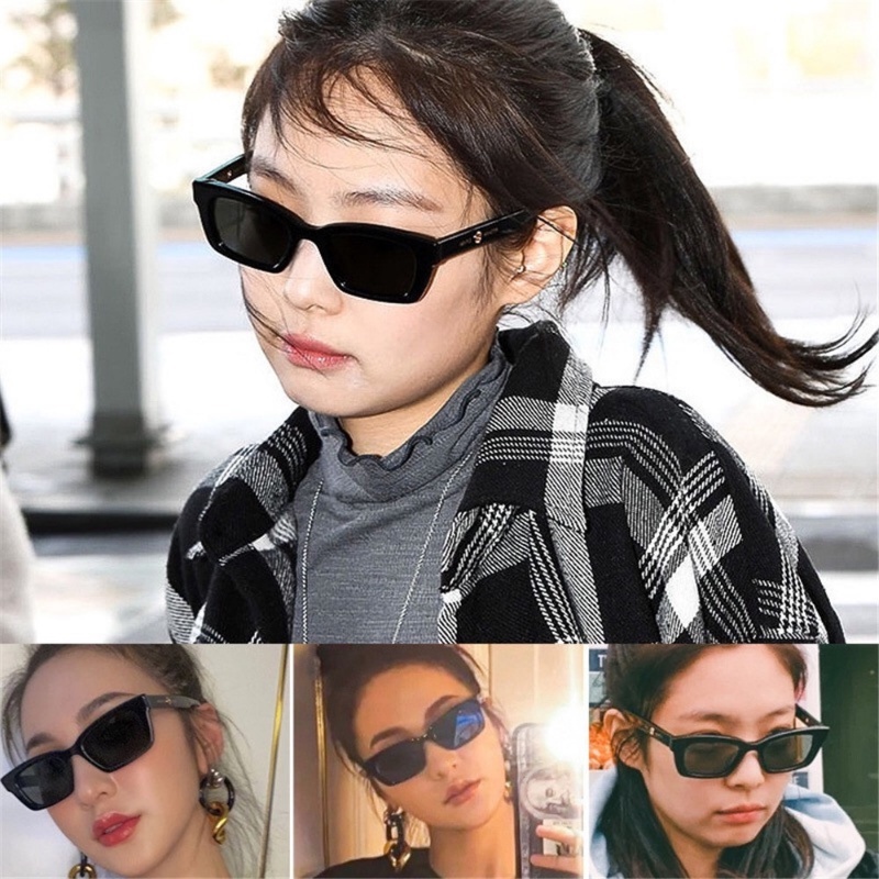 Ins Kacamata Jennie Korea Square Frame Kacamata Hip Hop Kacamata Retro Kepribadian Street Shooting Sunglasses