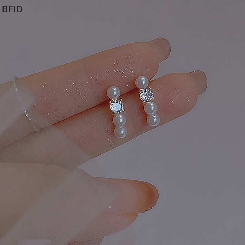 [BFID] 1pasang Anting Tusuk Mutiara Zirkon Ringan Telinga Vintage Untuk Wanita Gaya Korea Fashion Ear Stud Pesta Perhiasan Natal [ID]