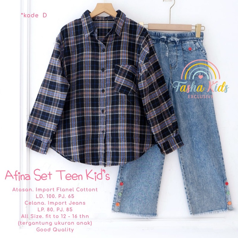 AFINA SET TEEN KIDS (12-16th) ORI FASHA KIDS | Setelan Anak Perempuan
