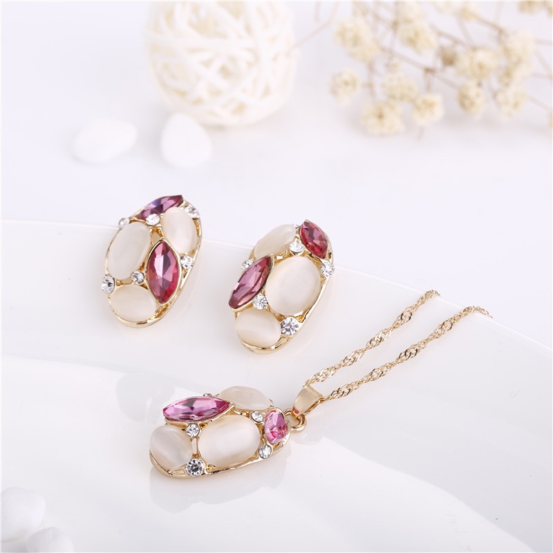 [FRA] Kalung, Anting, Set, Perhiasan Opal, Oval