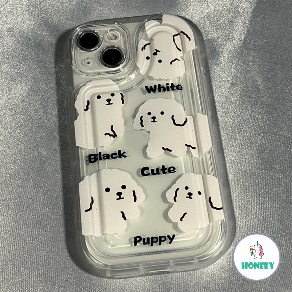 Indah Kartun Puppy Holder Phone Case Kompatibel Untuk iPhone 14 Pro Max13 11 12 Pro Max Case iPhone 11xr Bening Airbag Shockproof Cover Pelindung