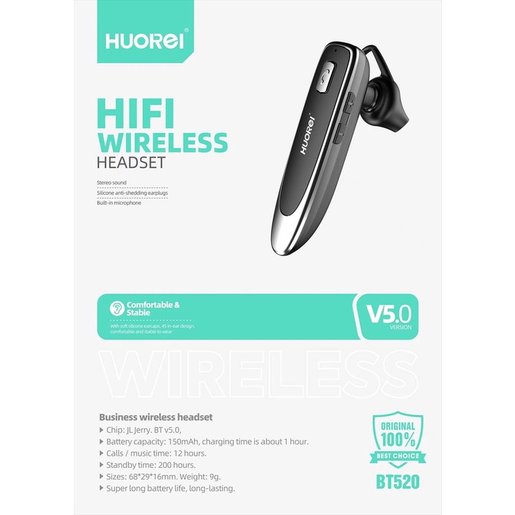 HUOREI HIFI Wireless Headset Bluetooth V5.0 BT520