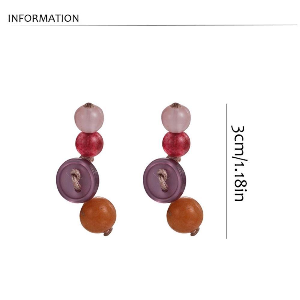 Mxbeauty Anting Hoop Manik-Manik Korea Vintage Ear Studs Colorful Bohemia Perhiasan Aesthetic Untuk Hadiah