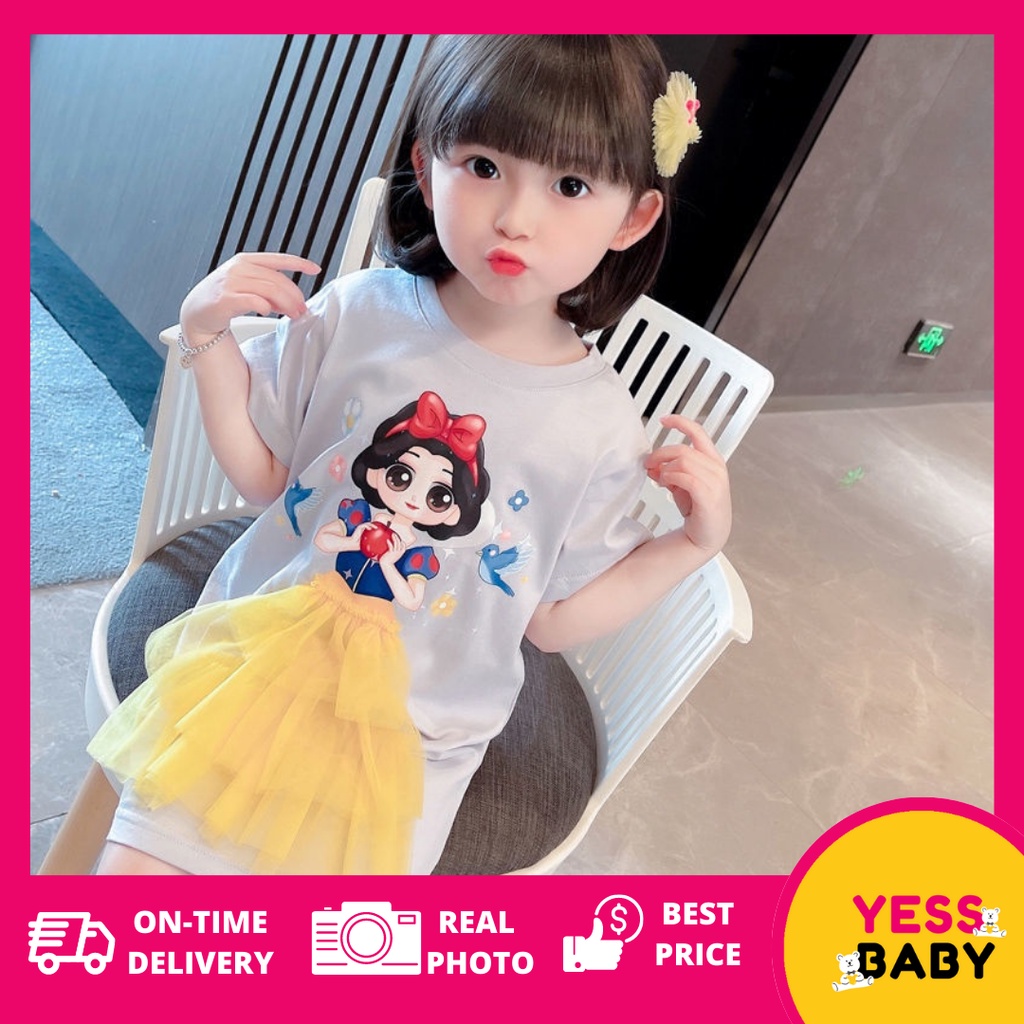 YESSBABY - PRINCESS DRESS EBV 1-9tahun Baju anak perempuan Gaun jala anak perempuan baru/Gaun kasual lengan pendek anak perempuan/Dress anak perempuan cewek/rok anak/gaun anak/kado anak perempuan ulang tahun