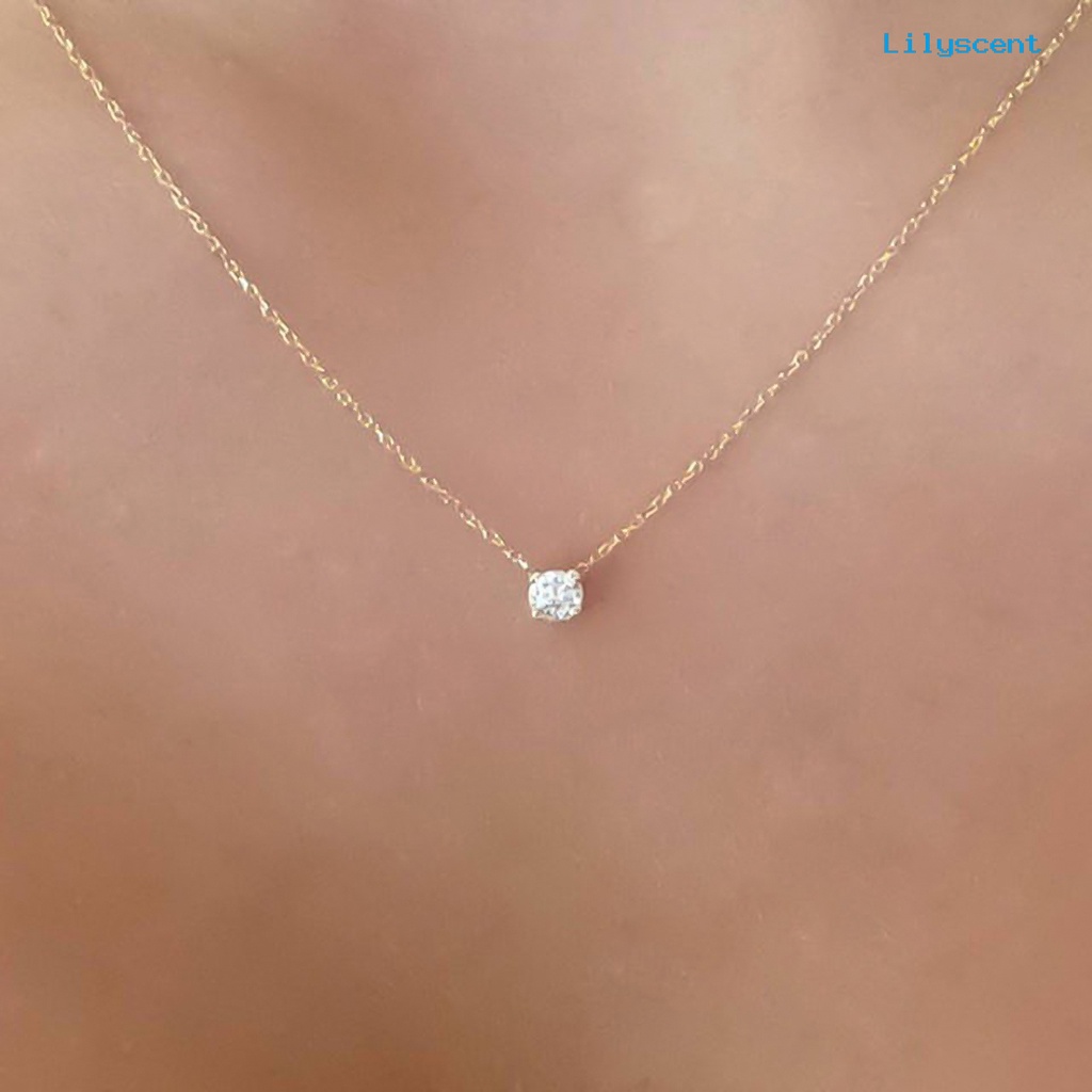 [LS]Fashion Kalung Cubic Zirconia Hias Rantai Tipis Wanita Perhiasan Kalung Simple Untuk Pesta