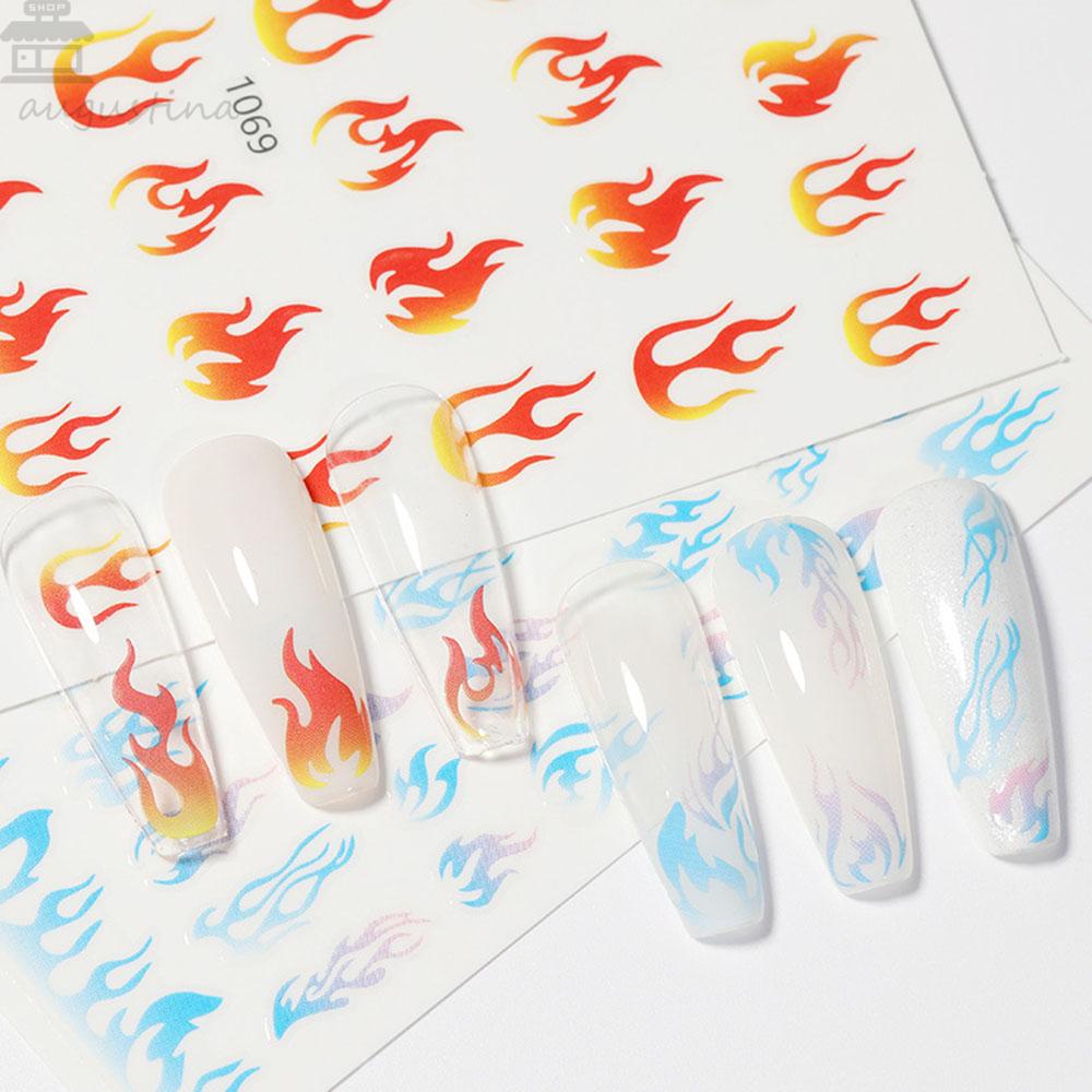 AUGUSTINA Agustina Stiker Nail Art 3D Colorful Charm Flame Stiker Motif