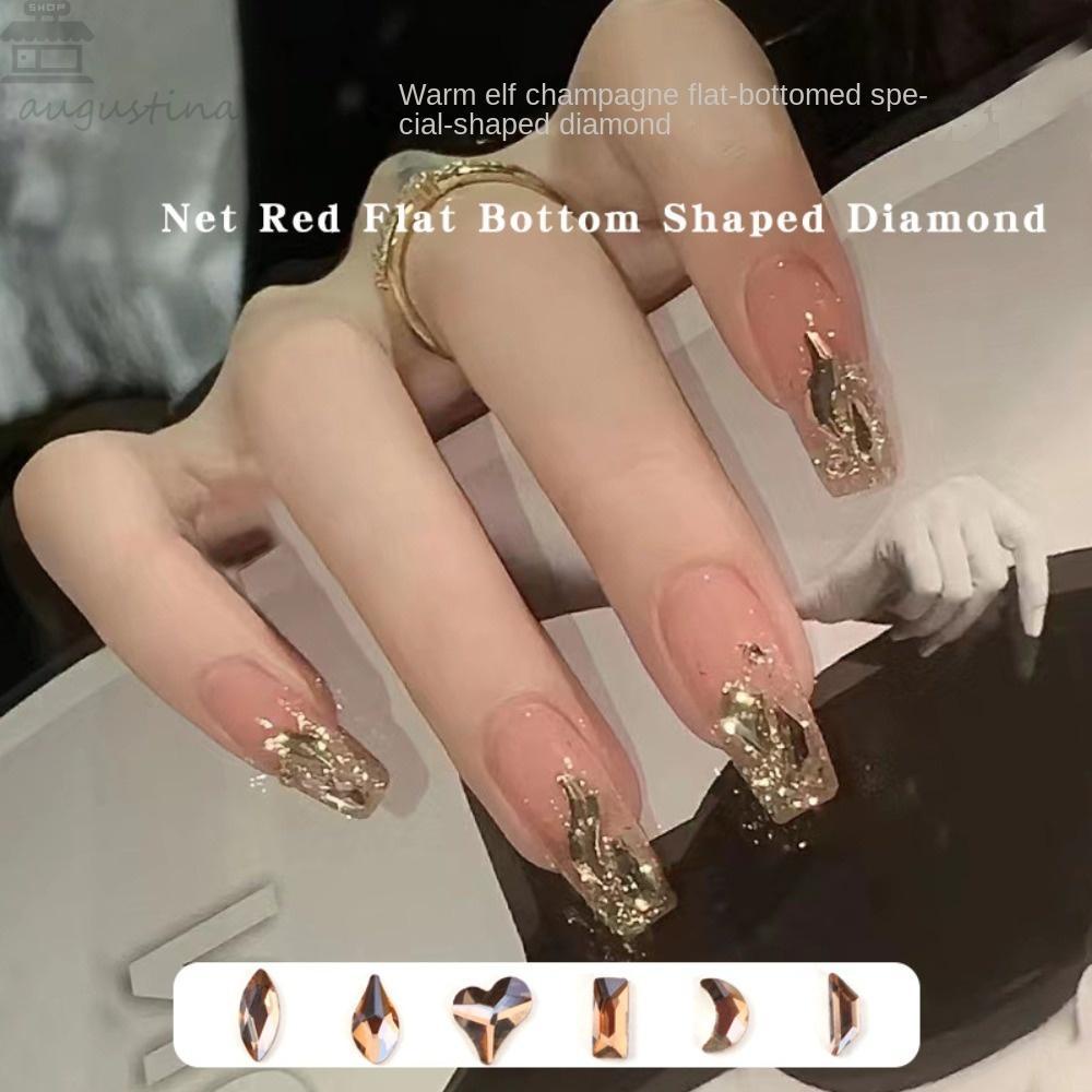 AUGUSTINA Agustina Kuku Berlian Imitasi Fashion Jepang Nail Art Berbentuk Tidak Teratur Cinta Hati Manicure Aksesoris Diprofilkan Bor 3D Nail Art Drills