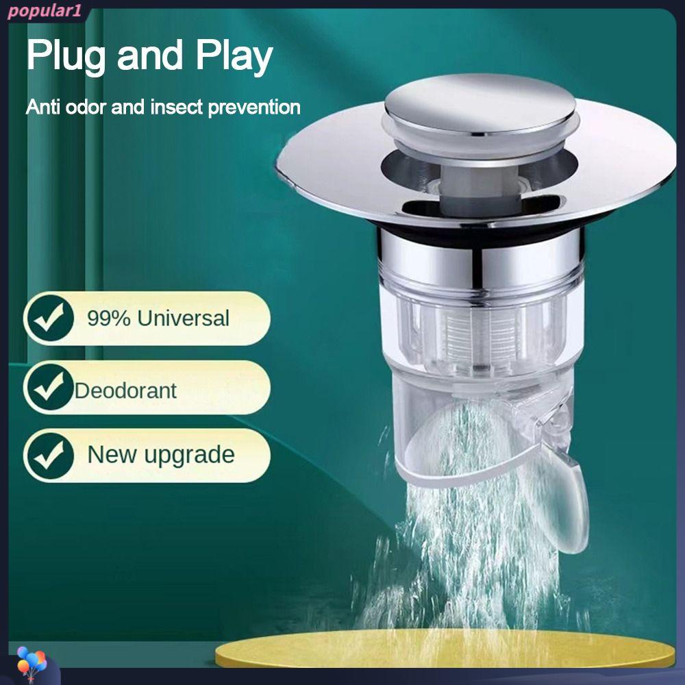 POPULAR Populer 2pcs Pop Up Drain Filter Aksesoris Hardware Wastafel Barth Tub Penggantian Clack Plug Baut Penangkap Rambut Wastafel Bounce Core