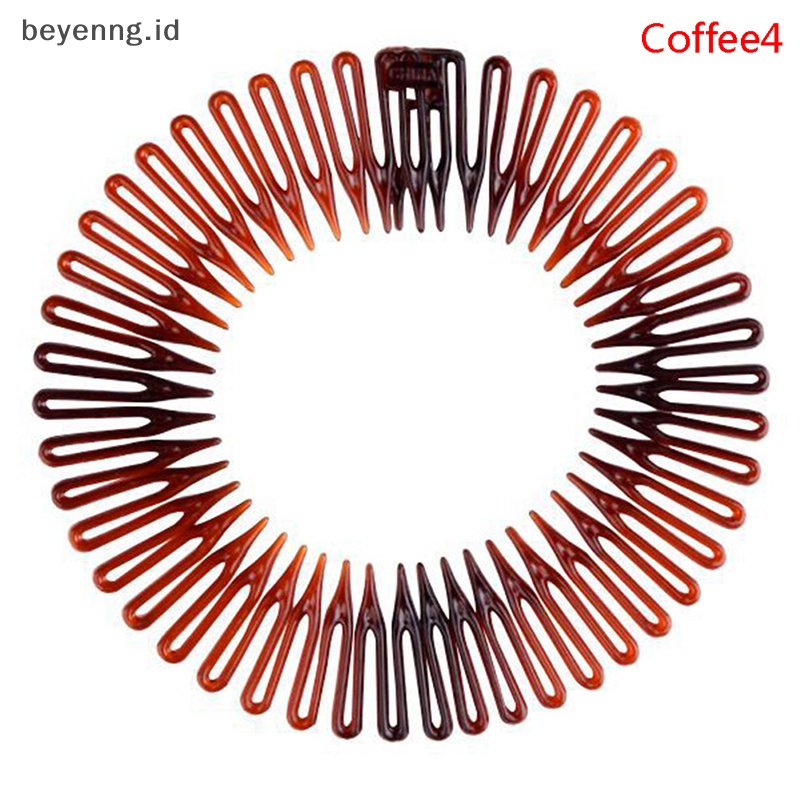 Beyen Wanita Plastik Lingkaran Penuh Stretch Diamond Flexible Sisir Gigi Bando Hair Band ID