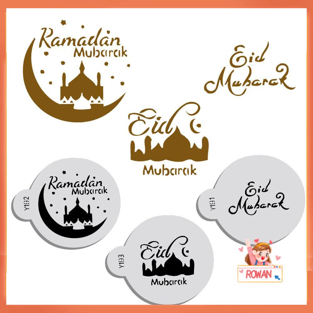 R-FLOWER 3 /6PCS Kopi Stensil Aksesoris Dapur Masjid Eid Mubarak Ramadan Biskuit Cetakan