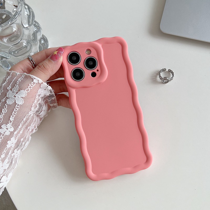 【Macaron Wave】Pretty Skin Feel SoftCase IPhone 7 8 Plus X Xr XS Max IPhone 11 12 13 14 Pro Max Women's Fashion Camera Protect Phone Case