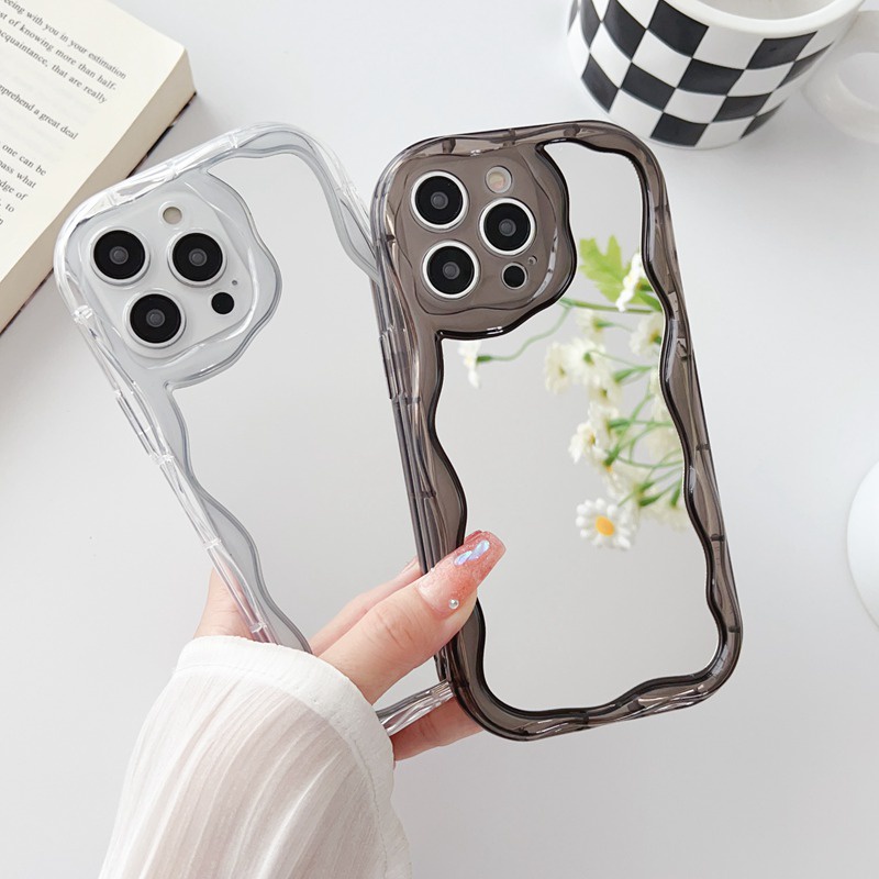 【Cream Mirror】So Pretty Clear Silicone Makeup SoftCase IPhone 7 8 Plus X Xr XS Max IPhone 11 12 13 14 Pro Max Women's Fashion Camera Protect Phone Case